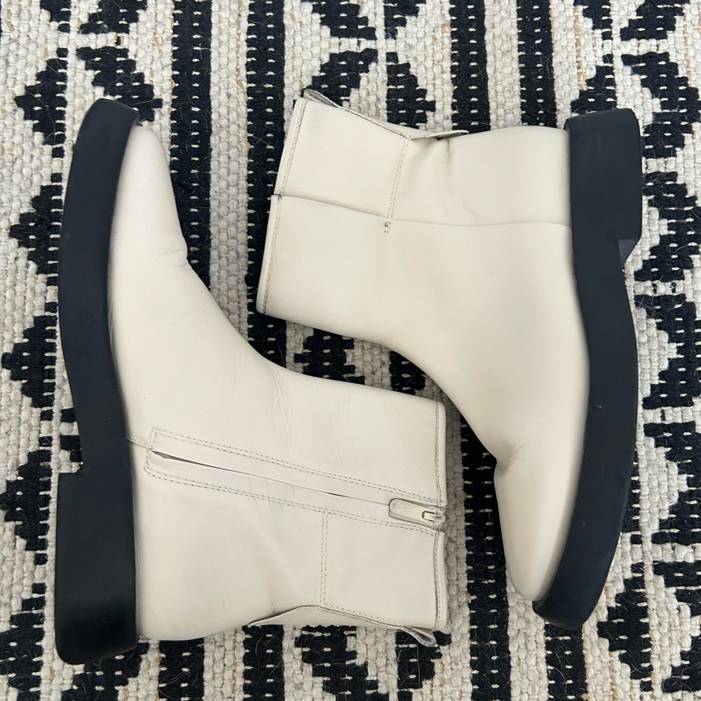Franco Sarto off white motorcycle ankle boots